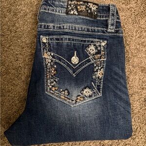 Miss Me Skinny Jeans Floral Embroidered Pocket
